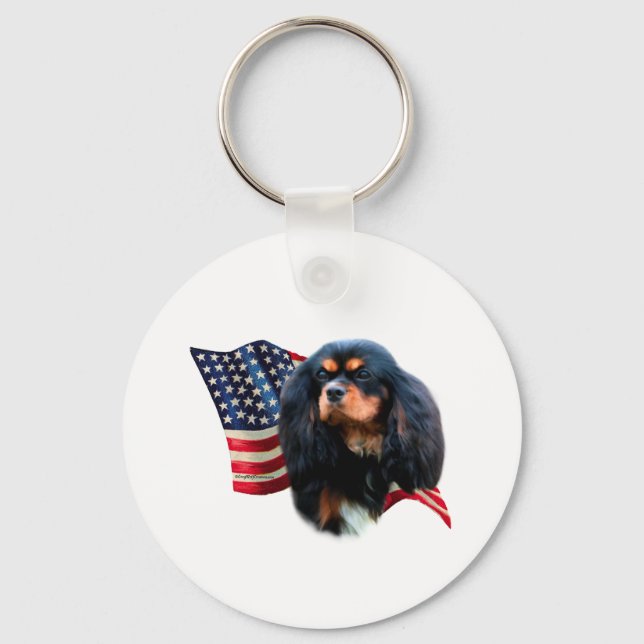 Porte-clés Drapeau Cavalier King Charles Spaniel (Recto)