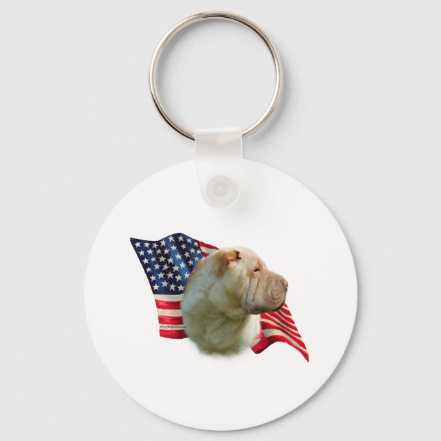 Porte-clés Drapeau chinois Shar-Pei (Recto)
