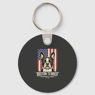 Porte-clés Drapeau Classique Américain Boston Terrier