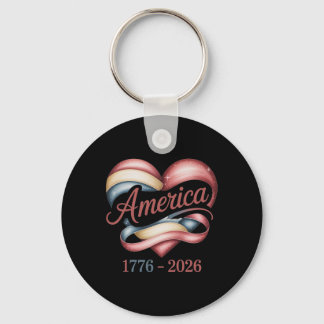 Porte-clés Drapeau Cœur 1776 2026 4 juillet 250e anniversaire