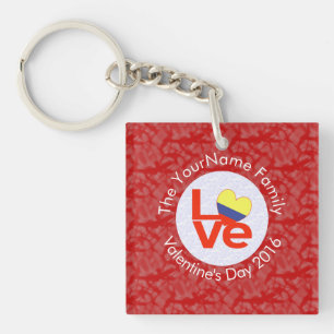 Porte-clés Drapeau Colombien Amour Rouge Personnalisé