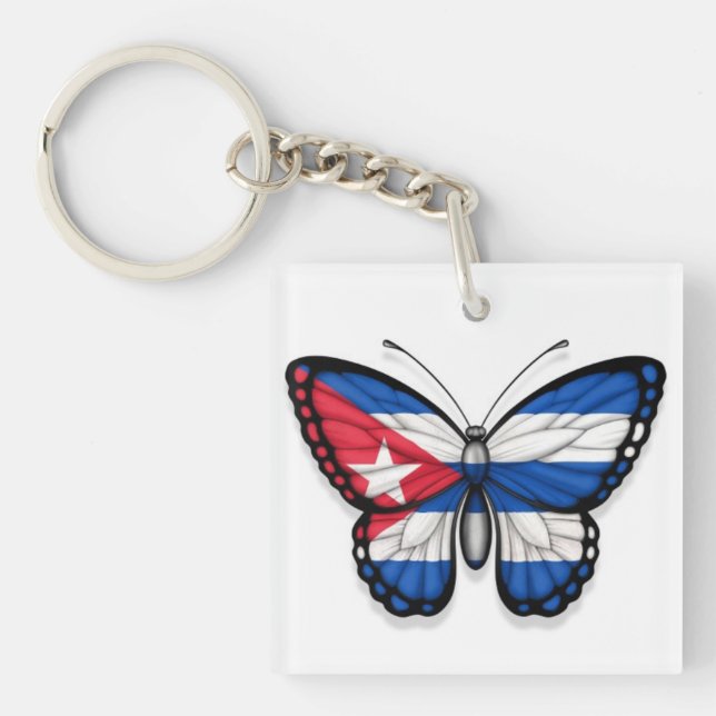 Porte-clés Drapeau cubain de papillon (Devant)
