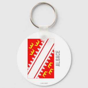 Porte-clés Drapeau d'Alsace avec le nom