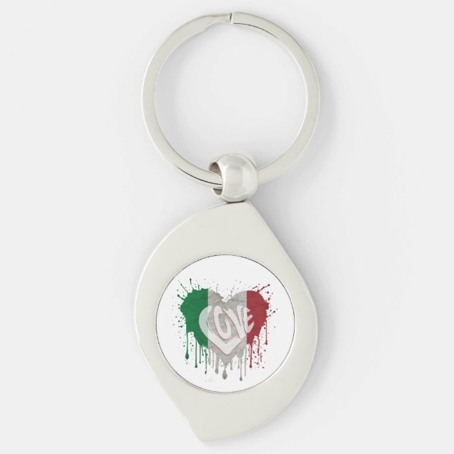 Porte-clés Drapeau d'amour Italie (Devant)