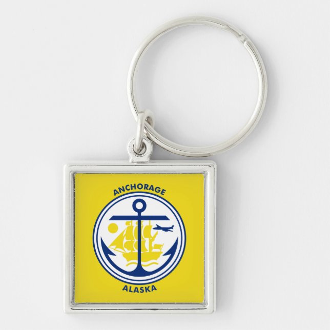 Porte-clés Drapeau d'Anchorage, Porte - clé de l'Alaska (Devant)