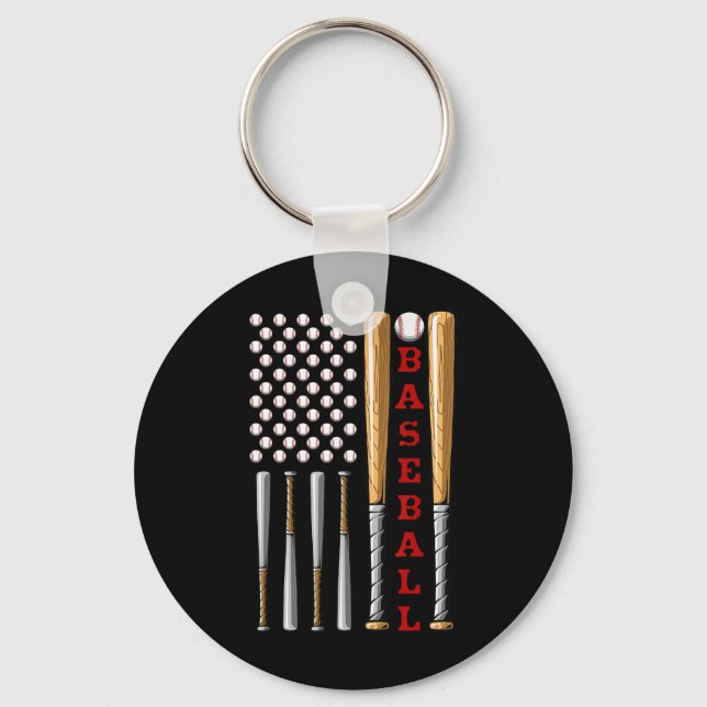 Porte-clés Drapeau de baseball américain patriotique - Base v (Recto)