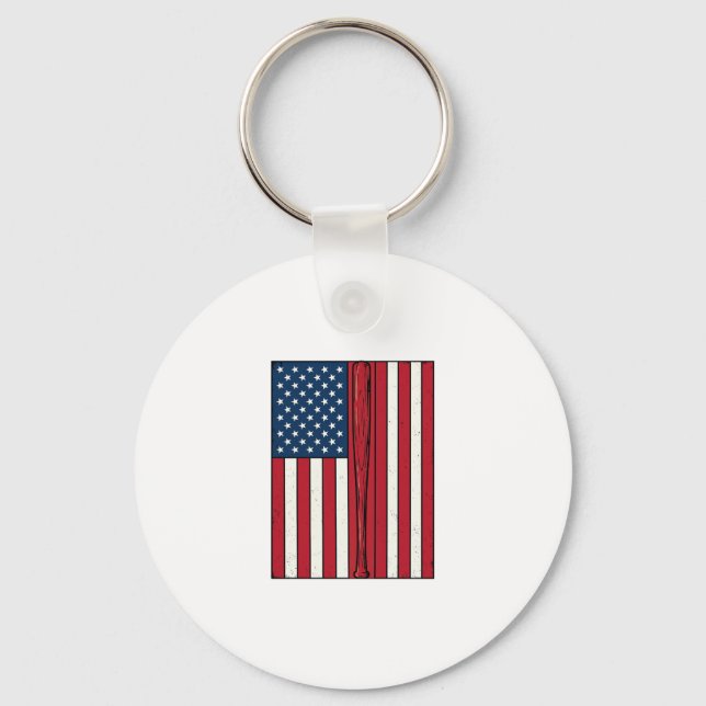Porte-clés Drapeau de baseball en détresse design vectoriel v (Recto)