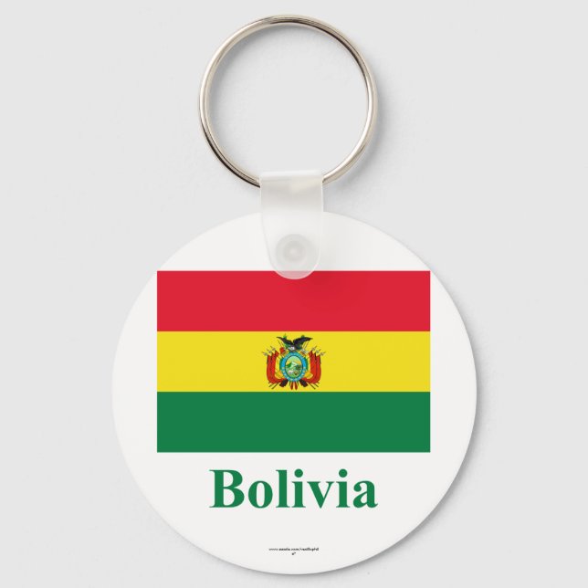 Porte-clés Drapeau de Bolivie avec nom (Recto)