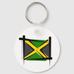 Porte-clés Drapeau de brosse de la Jamaïque