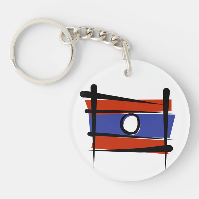 Porte-clés Drapeau de brosse des Laotiens (Devant)