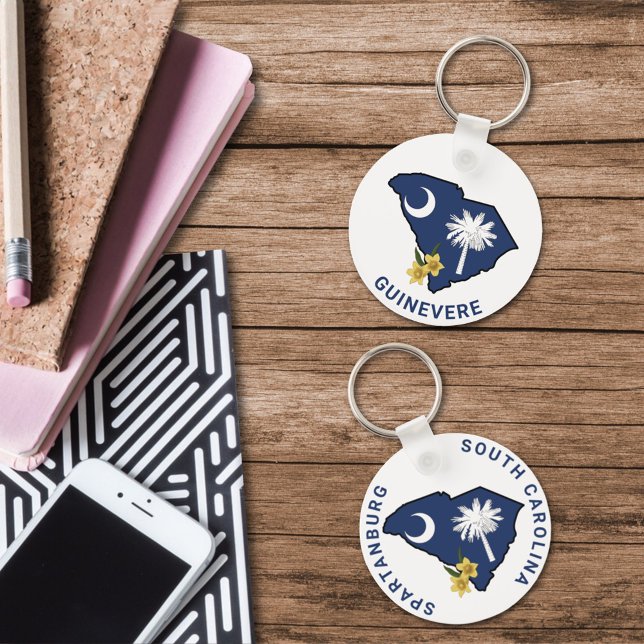 Porte-clés Drapeau de Caroline du Sud et Fleur Jessamine Jaun (Créateur téléchargé)