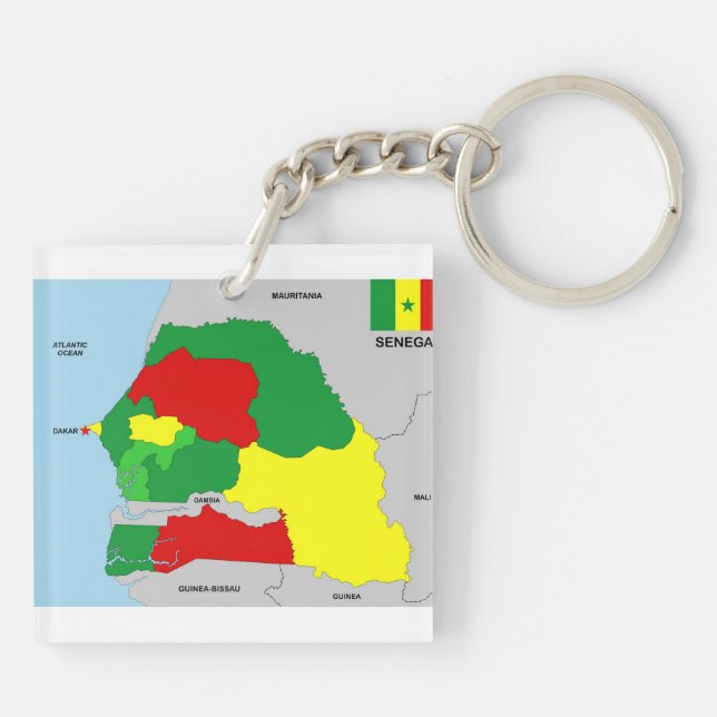 Porte-clés drapeau de carte de pays du Sénégal (Dos)