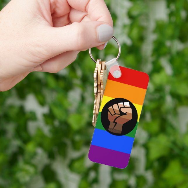 Porte-clés Drapeau de couleur des personnes queer de Slippery (main)