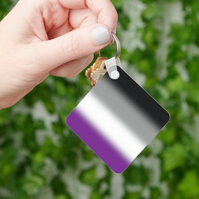 Porte-clés Drapeau de fierté asexuée à dégradé - Drapeau ACE  (main)