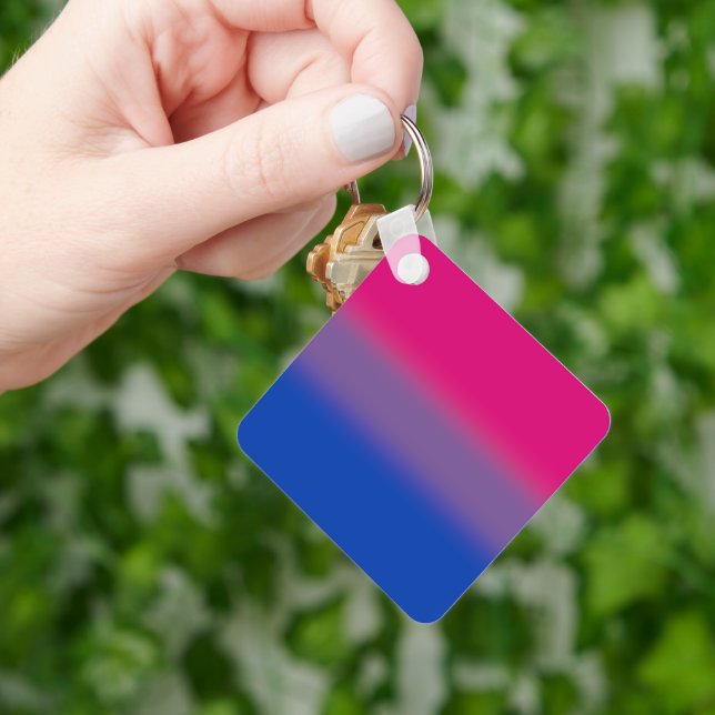 Porte-clés Drapeau de fierté bisexuel à dégradé – Drapeau Bi  (main)