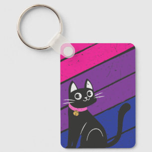 Porte-clés Drapeau de fierté bisexuelle et chat bisexuel