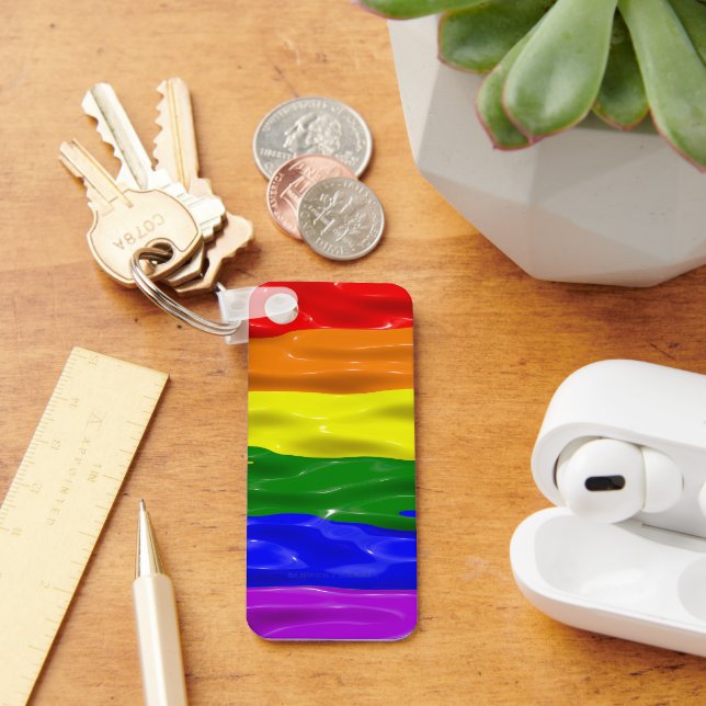 Porte-clés Drapeau de fierté de SlipperyJoe's vernis liquide  (Bureau)