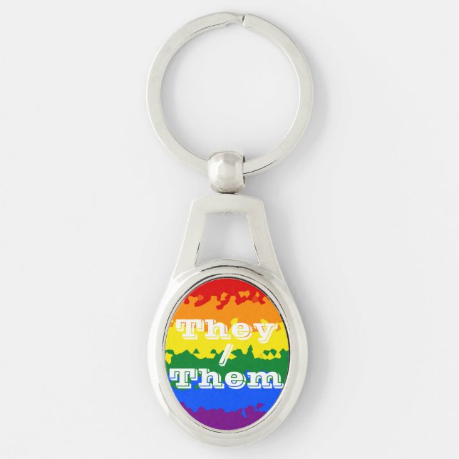 Porte-clés Drapeau de fierté gay personnalisable Funky Boho a (Devant)