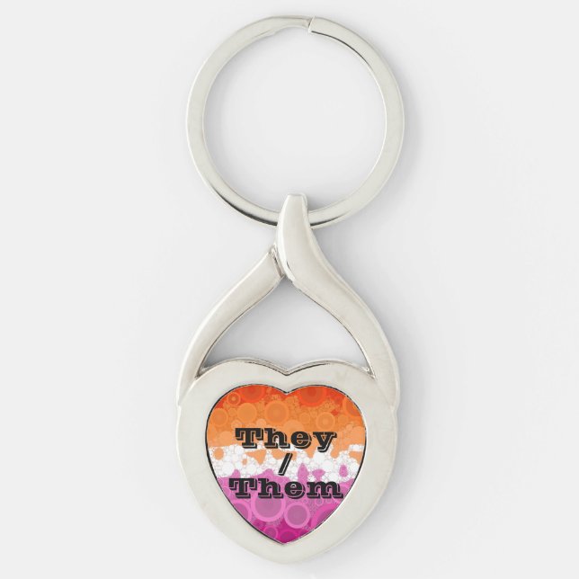 Porte-clés Drapeau de fierté lesbienne personnalisable à bull (Devant)