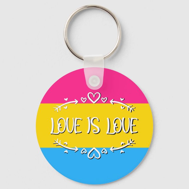 Porte-clés Drapeau de Fierté Pansexuelle "L'amour  (Recto)