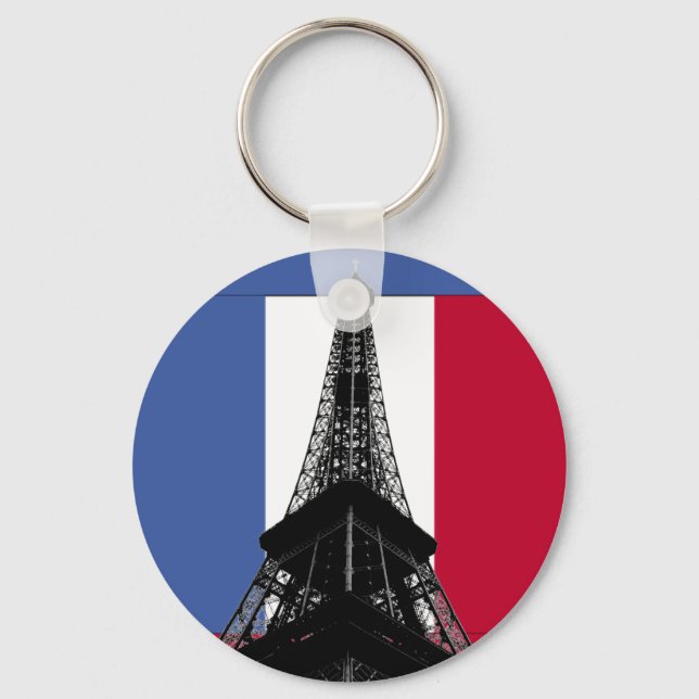 Porte-clés Drapeau de France Tour Eiffel Porte - clé (Recto)