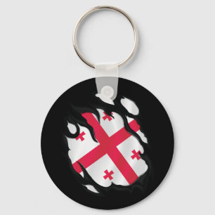 Porte-clés Drapeau de Géorgie déchiré
