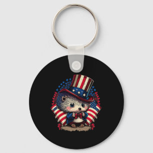 Porte-clés Drapeau de Juillet Patriotique Hedgehog Us