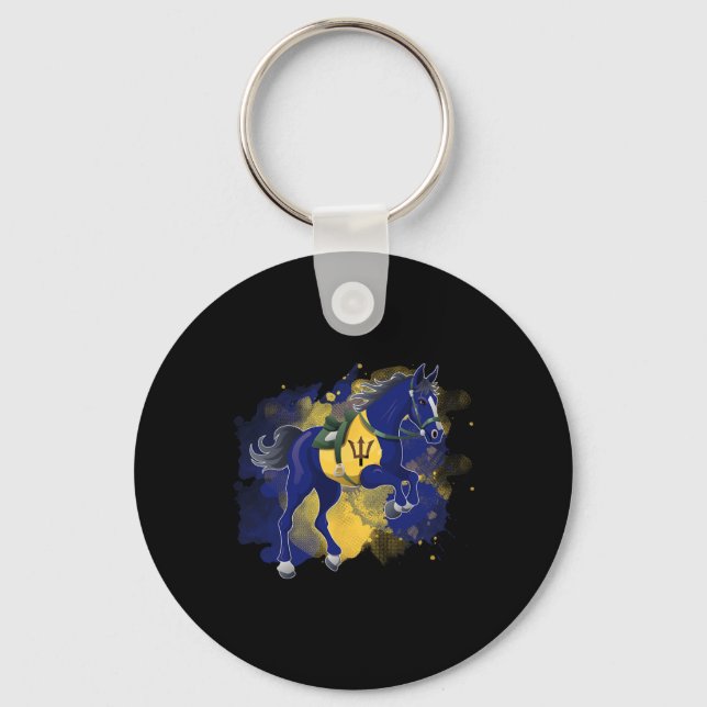 Porte-clés Drapeau de la Barbade équitation (Recto)