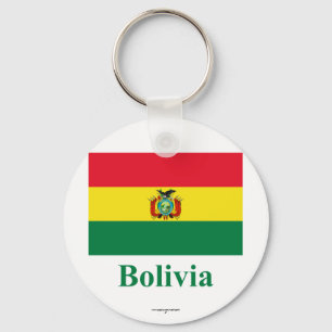 Porte-clés Drapeau de la Bolivie avec le nom