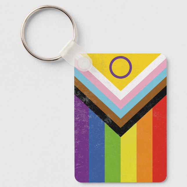 Porte-clés Drapeau de la fierté progressiste incluant les per (Recto)