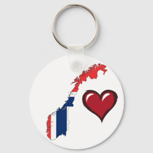 Porte-clés Drapeau de la Norvège coeur rouge