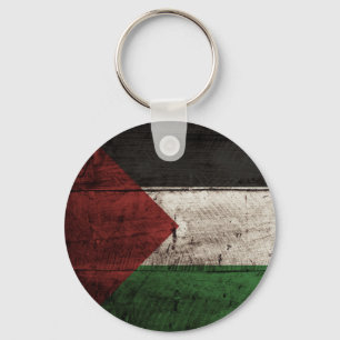 Porte-clés Drapeau de la Palestine sur le vieux grain en bois