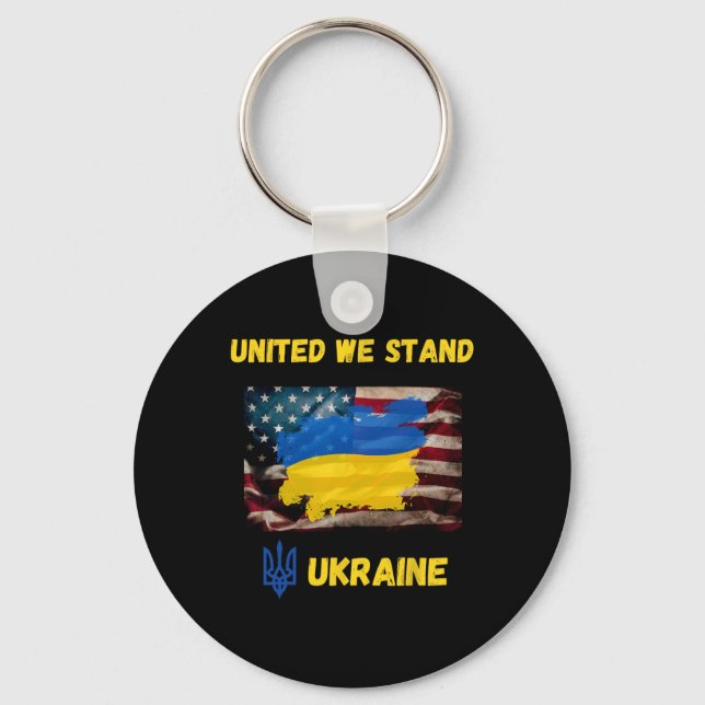 Porte-clés Drapeau de l'amitié américano-ukrainienne Unis nou (Recto)