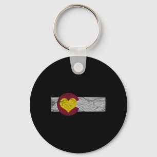 Porte-clés Drapeau de l'État du Colorado Cœur Montagnes Roche