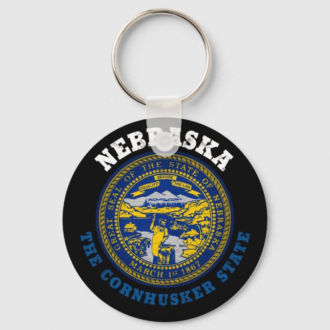 Porte-clés Drapeau de l'État du CORNHUSKER du NEBRASKA (Recto)