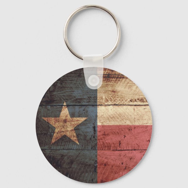 Porte-clés Drapeau de l'État du Texas sur le vieux grain de b (Recto)
