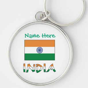 Porte-clés Drapeau de l'Inde personnalisé Métal Rond