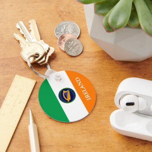 Porte-clés Drapeau de l'Irlande avec armoiries