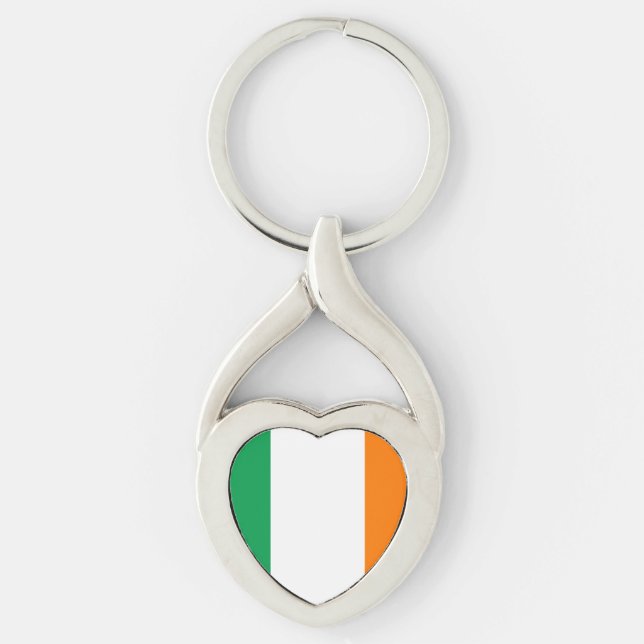 Porte-clés Drapeau de l'Irlande Coeur (Devant)