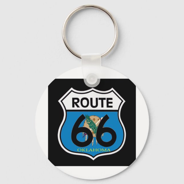 Porte-clés Drapeau de l'Oklahoma Route 66 Shield (Recto)