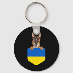 Porte-clés Drapeau de l'Ukraine Chien malinois belge dans la