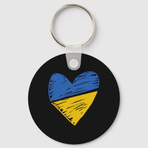 Porte-clés Drapeau de l'Ukraine Cœur griffonné coloré bleu ja