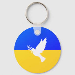 Porte-clés Drapeau de l'Ukraine - La colombe de la paix - Lib
