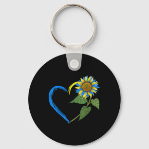 Porte-clés Drapeau de l'Ukraine Tournesol Vintage Amoureux Uk