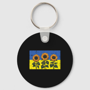 Porte-clés Drapeau de l'Ukraine Tournesol Vintage Espoir Ukra