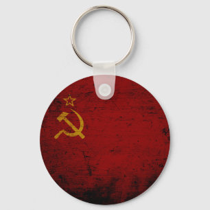 Porte-clés Drapeau de l'Union soviétique grunge noir