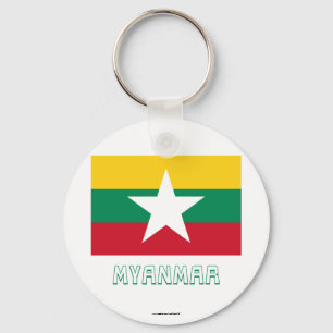 Porte-clés Drapeau de Myanmar avec le nom