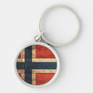Porte-clés Drapeau de Norvège en bois