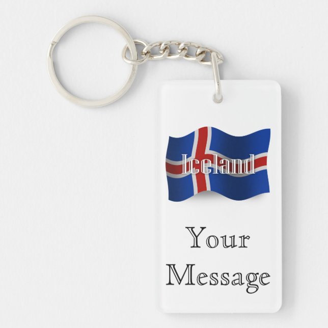 Porte-clés Drapeau de ondulation de l'Islande (Devant)