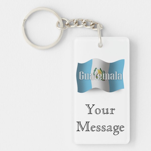 Porte-clés Drapeau de ondulation du Guatemala (Devant)